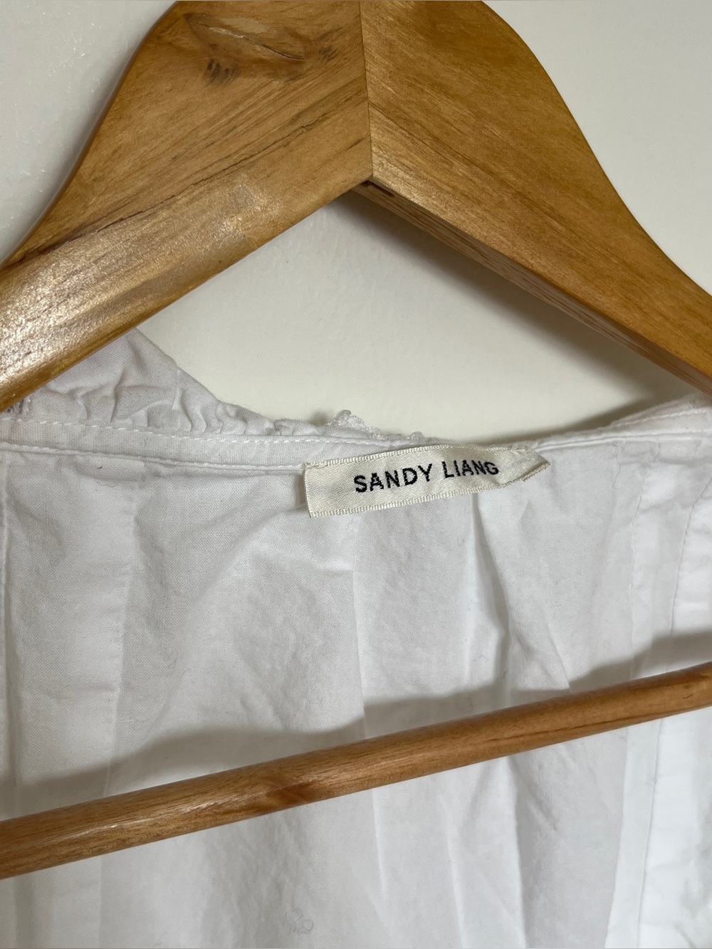 Sandy Liang Melon Blouse Top Lace Pintuck Buttondown Solid White XS - Picture 5 of 8